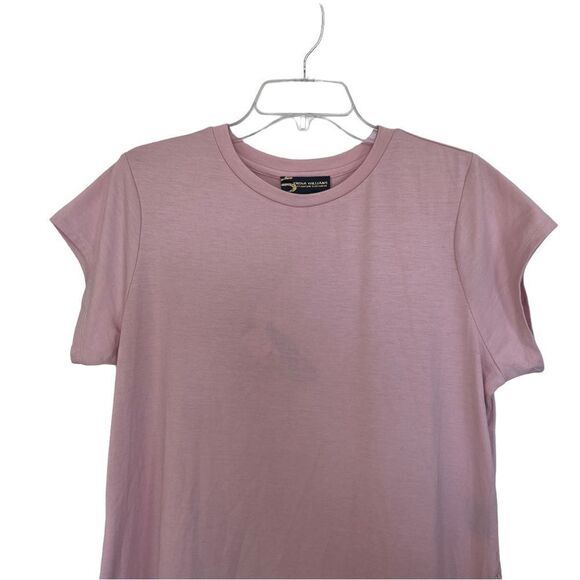 Serena Williams Pink Short Sleeve Boho Asymmetrical Fringe T-Shirt Dress - Picture 3 of 6